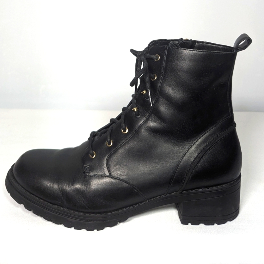 NEW Cole Haan Womens Camea Leather Combat Boot Sz 10 black